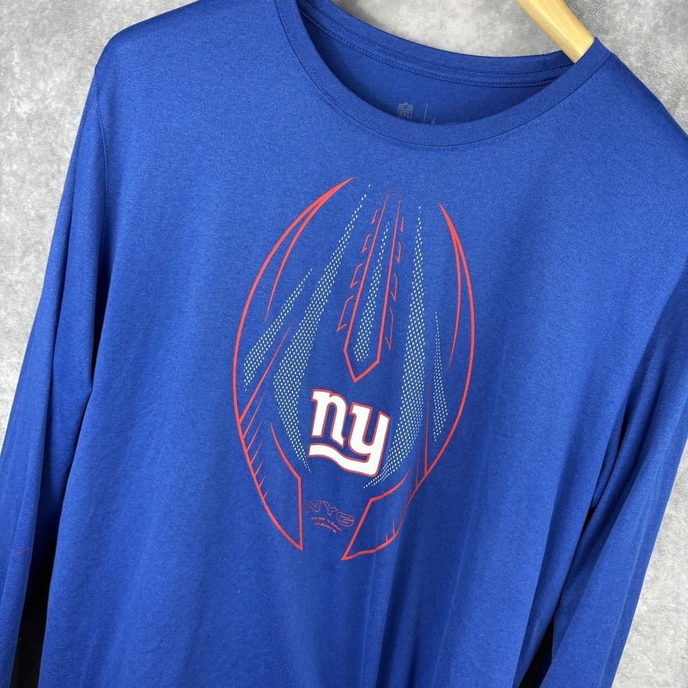 New‎ York Giants Nike Long Sleeve Shirt Men's L Blue Dri-Fit Football NFL